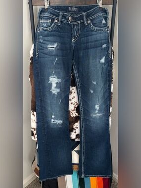 Silver Jeans Ripped Dark Wash Bootcut